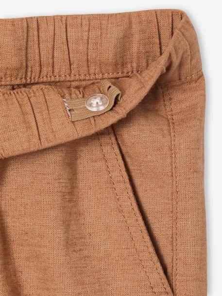 Pantalon garçon coton/lin léger noisette+vert sauge - vertbaudet enfant 