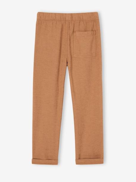 Pantalon garçon coton/lin léger noisette+vert sauge - vertbaudet enfant 