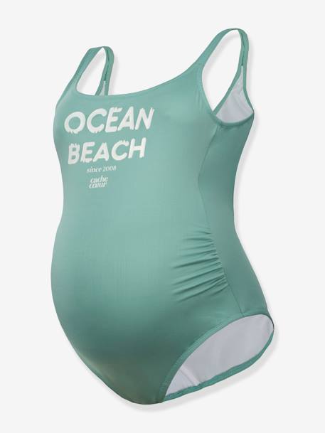 Zwangerschapsbadpak Ocean Beach CACHE HEART groen+wit - vertbaudet enfant 
