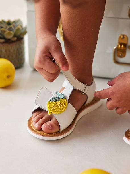 Sandales en cuir fille collection maternelle blanc - vertbaudet enfant 