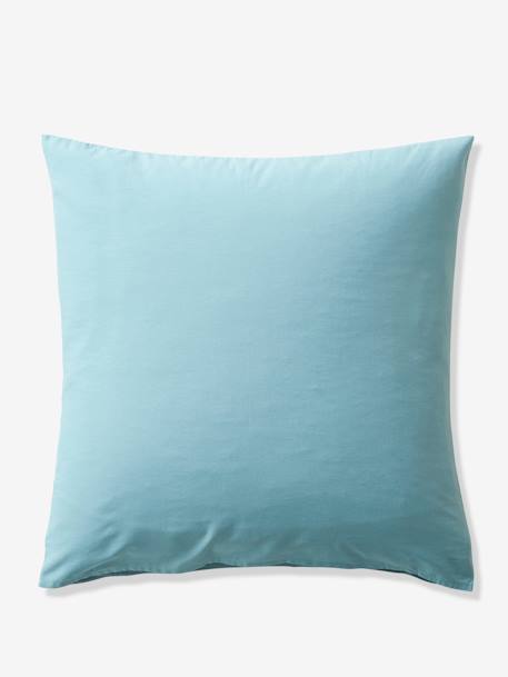 Parure housse de couette enfant et taie d'oreiller en gaze de coton bleu+rose+vert émeraude - vertbaudet enfant 