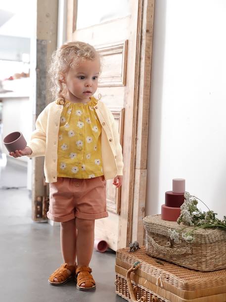 Gilet bébé en côtes anglaises motif irisé écru - vertbaudet enfant 