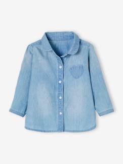 Personaliseerbare overhemd van afgewassen jeans babymeisje  - vertbaudet enfant