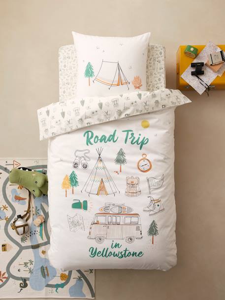 Parure enfant housse de couette + taie d'oreiller YELLOWSTONE beige - vertbaudet enfant 