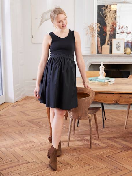 Robe courte sans manches bi-matière de grossesse noir - vertbaudet enfant 