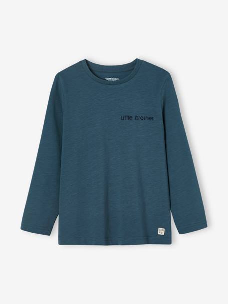 Personaliseerbare gekleurd T-shirt voor jongens met lange mouwen BLAUW+groengrijs+lichtbruin+marineblauw+rozenhout - vertbaudet enfant 