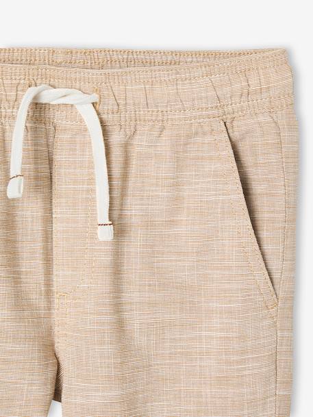 Pantalon garçon retroussable en pantacourt léger aspect lin tissé beige chiné - vertbaudet enfant 