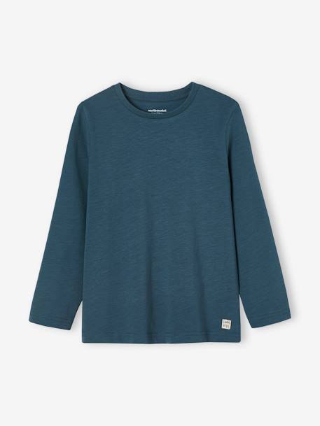 Personaliseerbare gekleurd T-shirt voor jongens met lange mouwen BLAUW+dennen+ECRU+groengrijs+marineblauw+rozenhout - vertbaudet enfant 