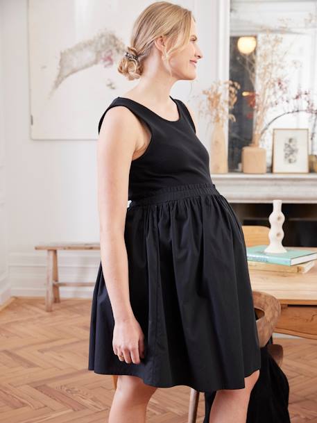 Robe courte sans manches bi-matière de grossesse noir - vertbaudet enfant 