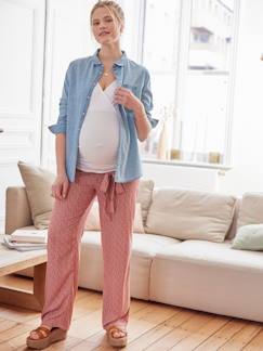 Vêtements de grossesse-Pantalon large imprimé fluide de grossesse