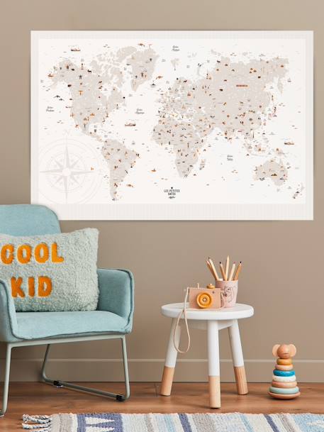 Affiche Carte du Monde LES PETITES DATES marron imprimé - vertbaudet enfant 