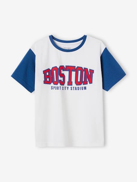 Sportief jongensshirt Boston-team, met contrasterende mouwen wit - vertbaudet enfant 