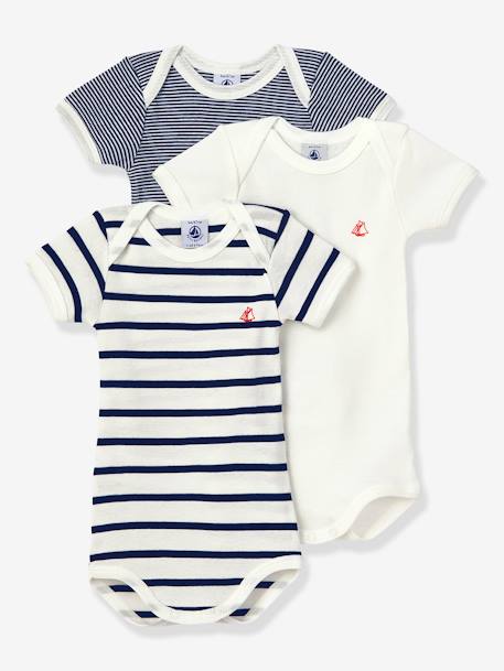 Lot de 3 bodies manches courtes en coton bio blanc - vertbaudet enfant 