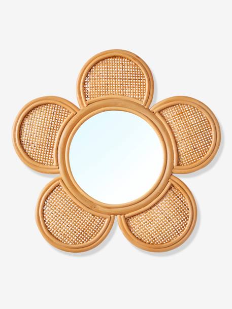 Miroir XL rotin et cannage Fleur beige doré - vertbaudet enfant 