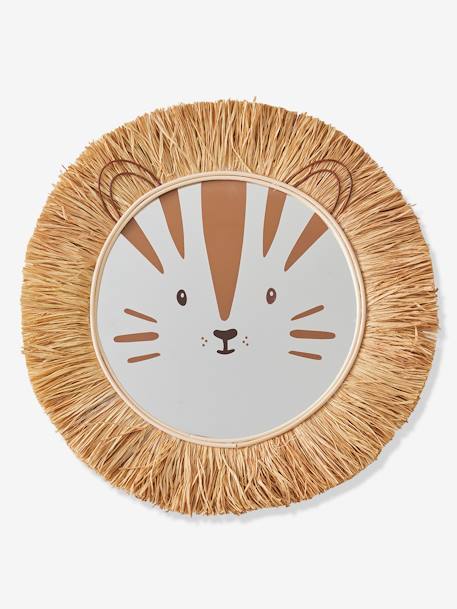 Miroir XL Lion en rotin et raphia moka - vertbaudet enfant 