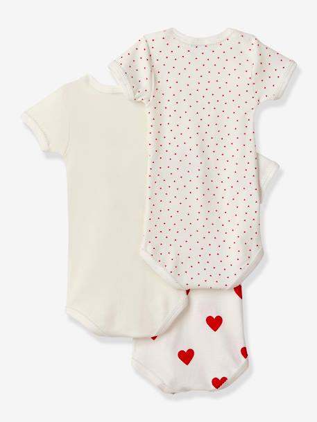 Set van 3 rompertjes met korte mouwen van biologisch katoen PETIT BATEAU wit - vertbaudet enfant 