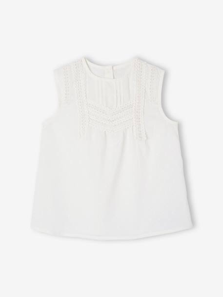 Mouwloze blouse met mooie details voor meisjes ecru - vertbaudet enfant 