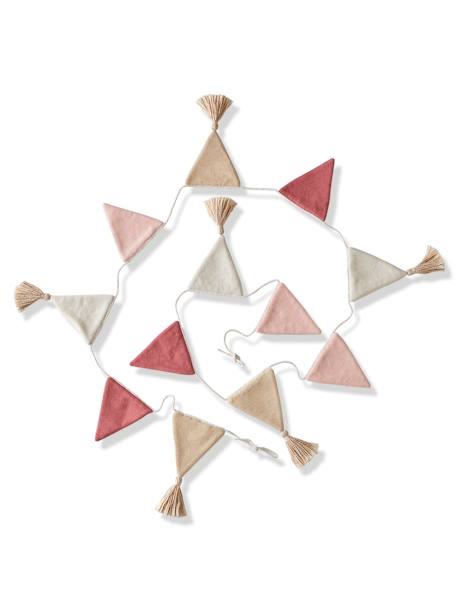 Guirlande fanions tricot BEIGE CLAIR UNI+rose poudré - vertbaudet enfant 
