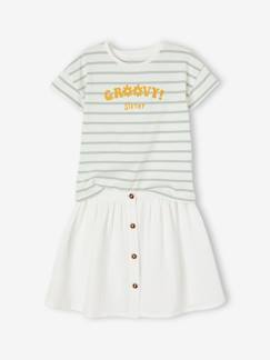 Set T-shirt en rok van katoengaas voor meisjes  - vertbaudet enfant