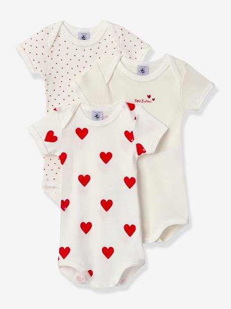 Lot de 3 bodies manches courtes en coton bio blanc - vertbaudet enfant 