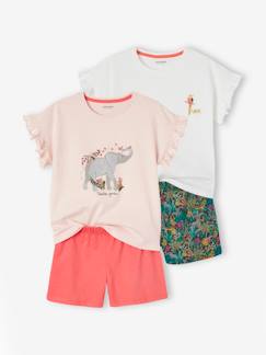 Meisje-Pyjama, pyjamapakje-Set met 2 meisjespyjama's Basics "Wild"