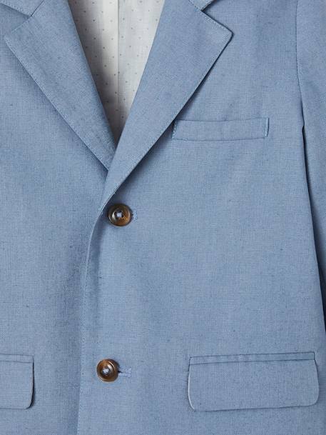 Feestelijk jasje voor jongens van katoen/linnen blauw+donker marineblauw+lichtbeige+saliegroen - vertbaudet enfant 