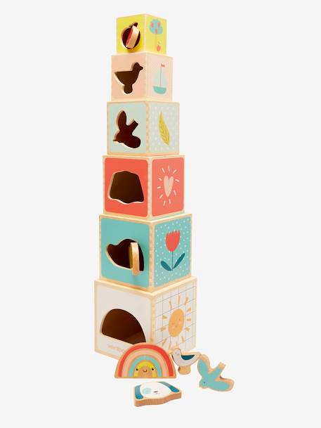 Tour de cubes avec formes à encastrer en bois FSC® Croque la vie+Tanzanie+Tanzanie - vertbaudet enfant 