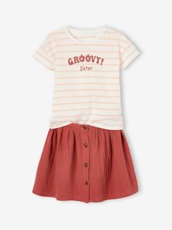 -Set T-shirt en rok van katoengaas voor meisjes