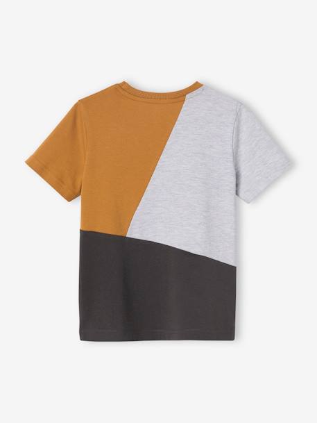 T-shirt garçon colorblock sport manches courtes gris chiné+vert d'eau - vertbaudet enfant 