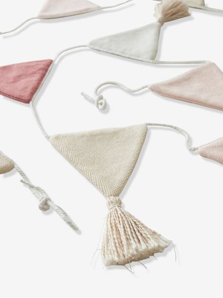 Guirlande fanions tricot BEIGE CLAIR UNI+rose poudré - vertbaudet enfant 