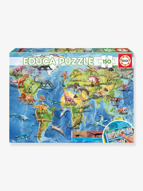 Puzzle Mappemonde Dinosaures - 150p - bleu - vertbaudet enfant 