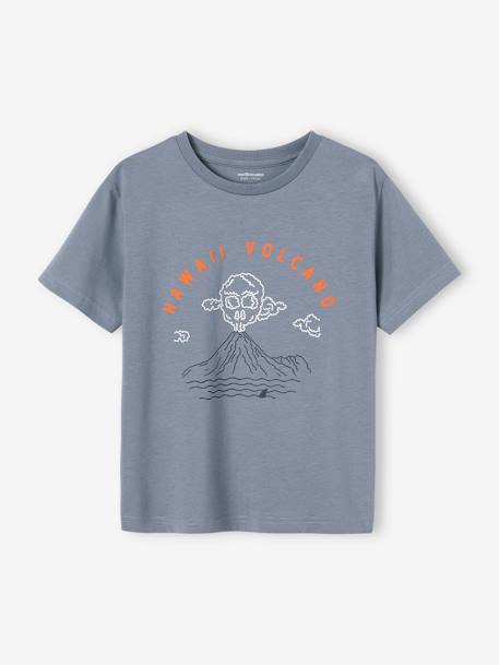 Landschap t-shirt met details in zwelinkt voor jongens jeansblauw - vertbaudet enfant 
