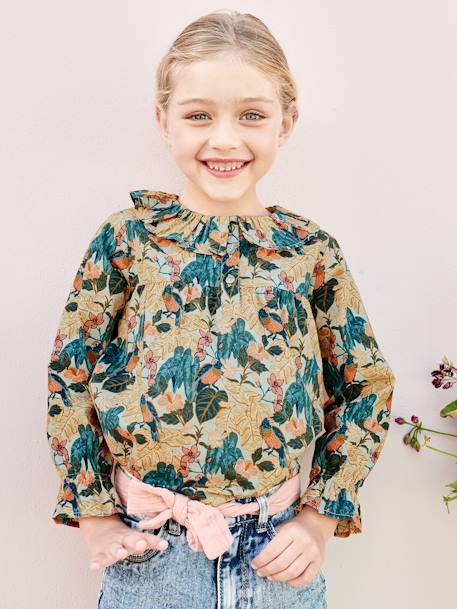 Blouse imprimée fleurs fille vert d'eau - vertbaudet enfant 