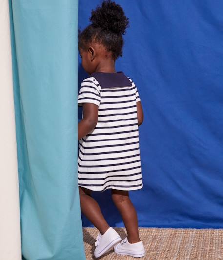 Katoenen jurk met korte mouwen PETIT BATEAU wit - vertbaudet enfant 