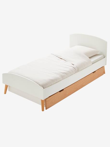 Lit enfant LIGNE CONFETTI BLANC/BOIS+rose - vertbaudet enfant 