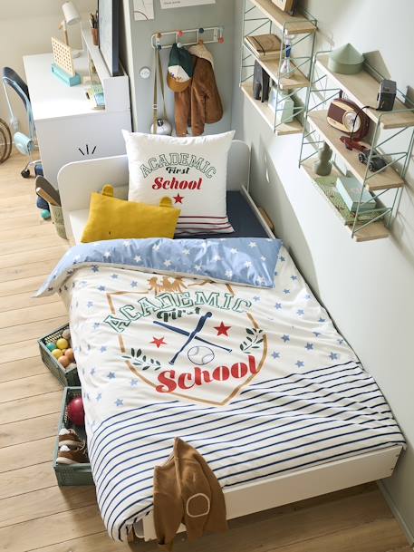 Parure housse de couette + taie d'oreiller enfant Academic écru - vertbaudet enfant 