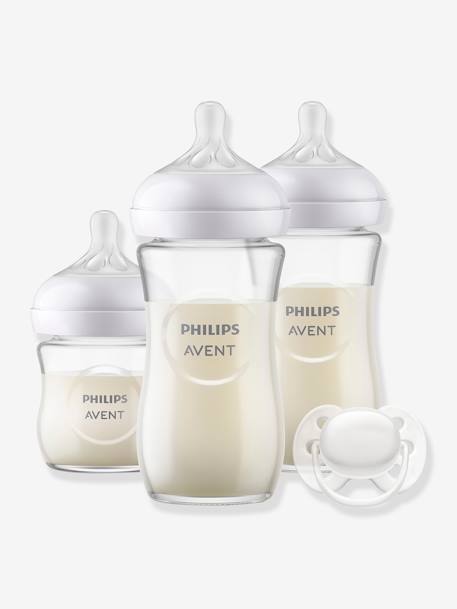 Coffret 3 biberons verre + sucette Philips AVENT Natural Response transparent - vertbaudet enfant 