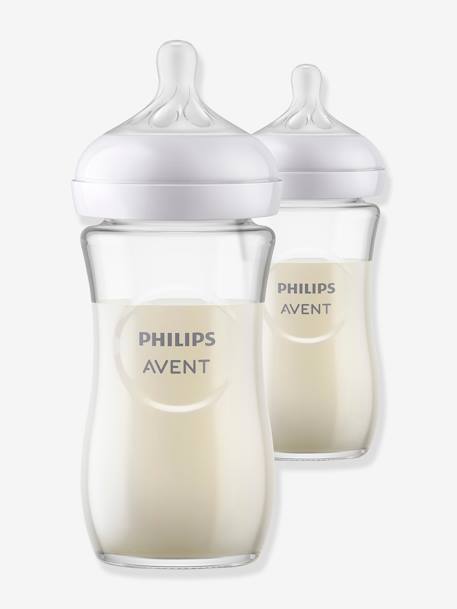 Lot de 2 biberons verre 240 ml Philips AVENT Natural Response transparent - vertbaudet enfant 