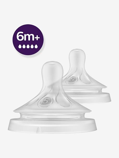 Lot de 2 tétines Philips AVENT Natural Response, 5 débits au choix transparent - vertbaudet enfant 