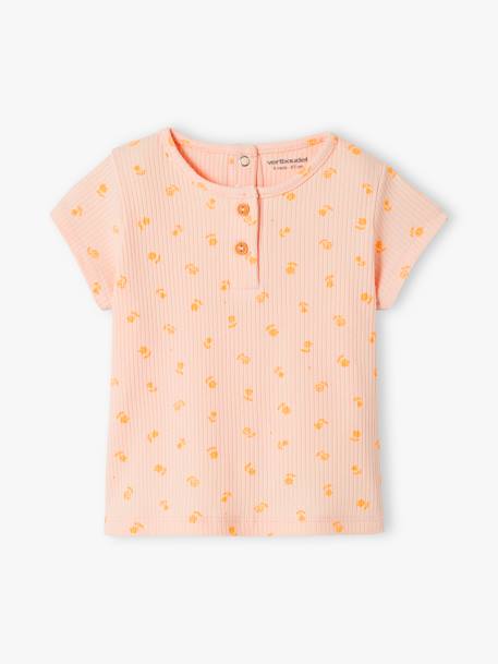 T-shirt van ribstof baby lichtroze - vertbaudet enfant 