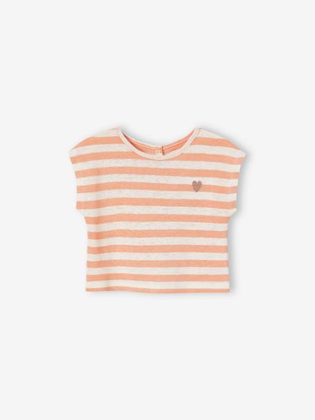Babyset met short, gestreept T-shirt en hoofdband sinaasappel - vertbaudet enfant 