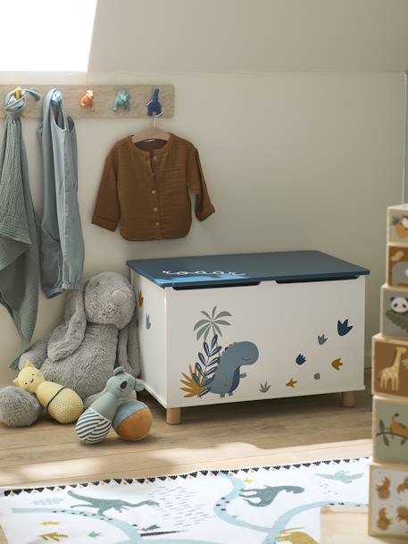 Coffre à jouets Dinosaure blanc imprimé - vertbaudet enfant 