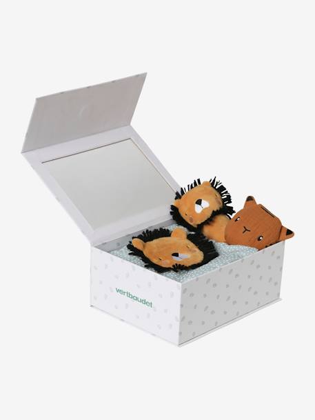 Geschenkdoos met 3 stuks:  knuffeldoek + rammelaar + prentenboek betoverd bos+groen - vertbaudet enfant 