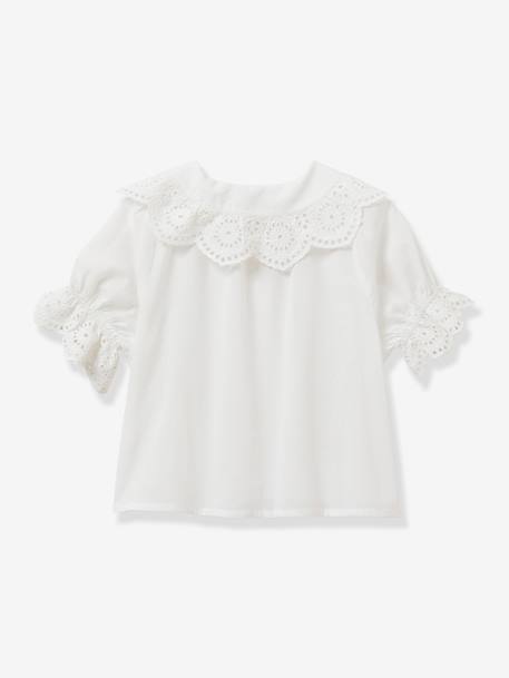 Fille-Chemise, blouse, tunique-Blouse fille avec broderie anglaise