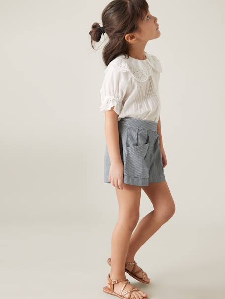 Blouse fille avec broderie anglaise écru - vertbaudet enfant 