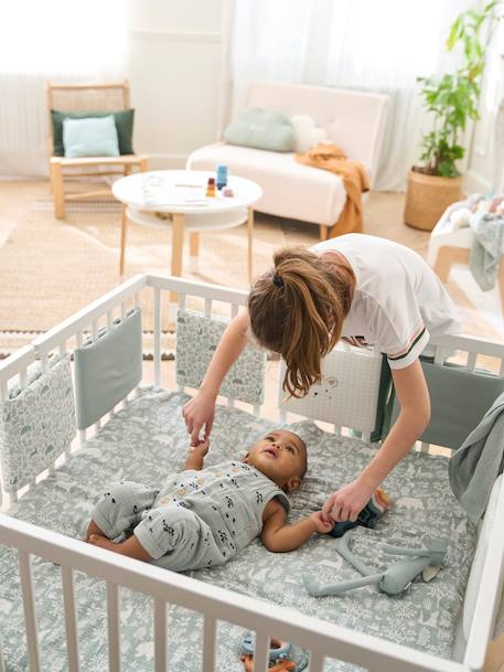 Parc pliant en bois blanc+naturel/blanc - vertbaudet enfant 