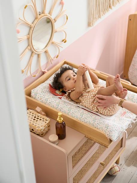 Commode en cannage POÉSIE rose+vert - vertbaudet enfant 