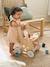 Chariot de marche poussette en bois FSC® rose+vert - vertbaudet enfant 