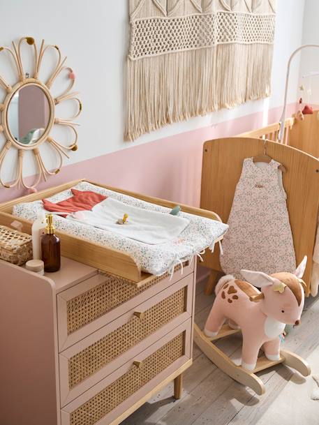 Commode en cannage POÉSIE rose+vert - vertbaudet enfant 