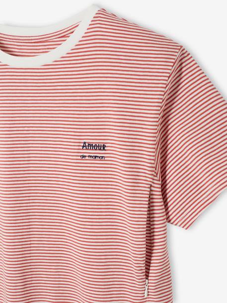 T-shirt coton brodé grossesse et allaitement personnalisable Rayé marine+Rayé rouge - vertbaudet enfant 